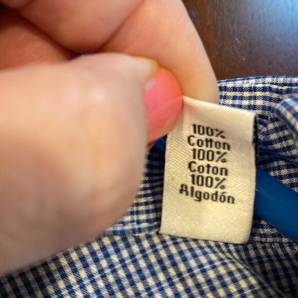 Calvin Klein Men’s Blue Checked Button Up Shirt Size 17.5 Old Money - Picture 7 of 10